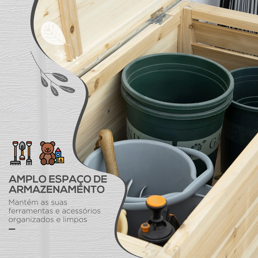 Baú de Jardim Carga 155L Baú de Armazenamento Exterior de Madeira com