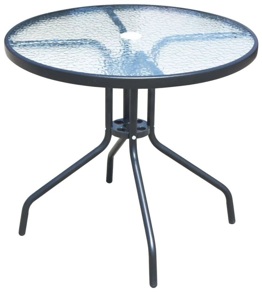 Conjunto de jantar para jardim 5 pcs 80x71 cm aço preto