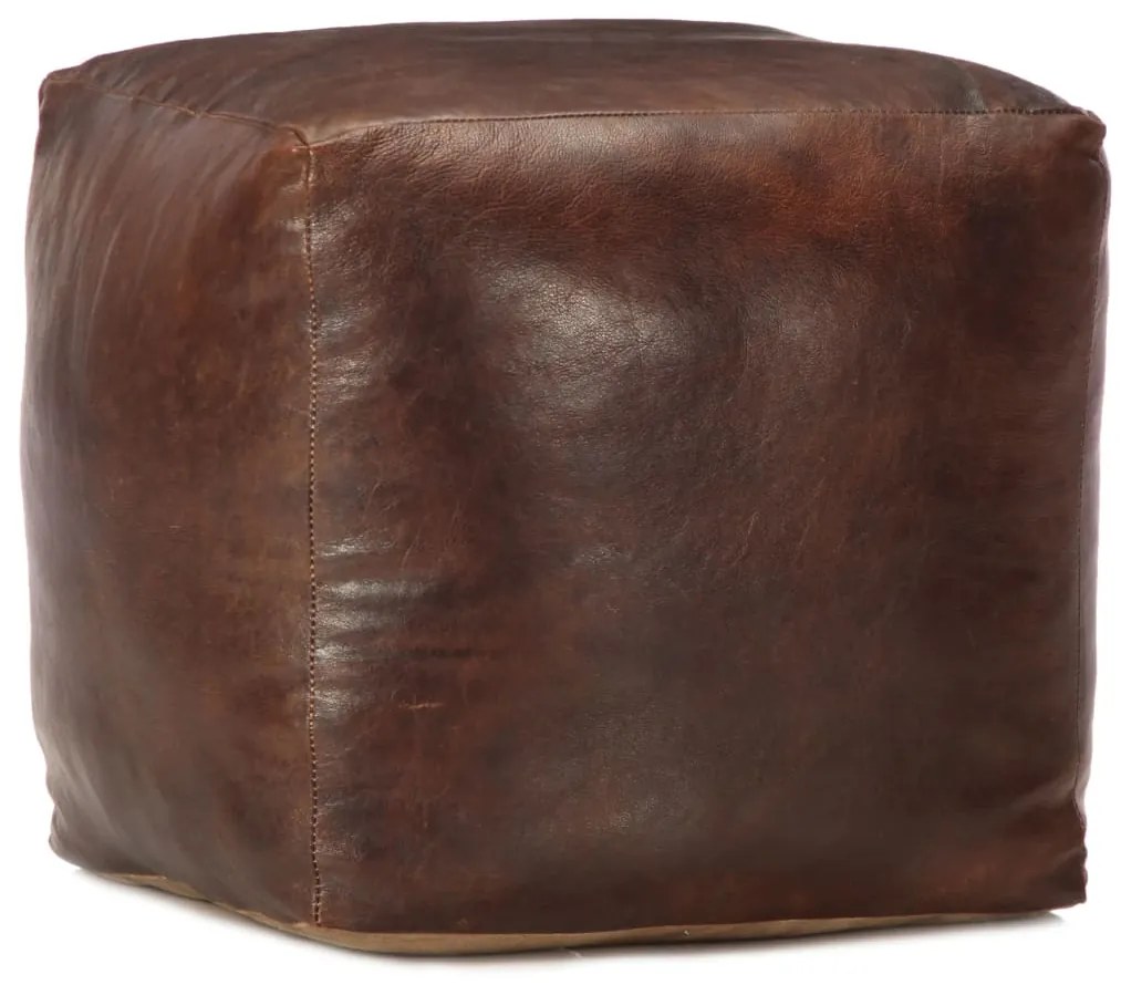 vidaXL Pufe 40x40x40 cm couro de cabra genuíno castanho-escuro