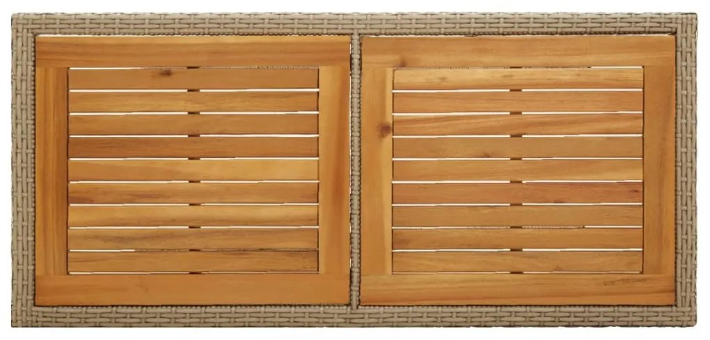 Mesa de jardim madeira de acácia maciça e vime PE bege