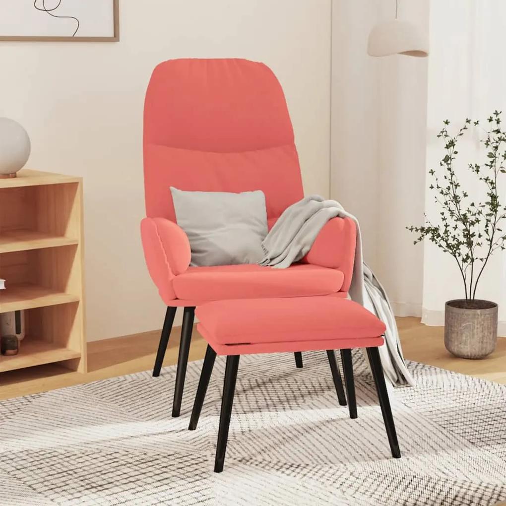 3097357 vidaXL Cadeira de descanso com banco veludo rosa