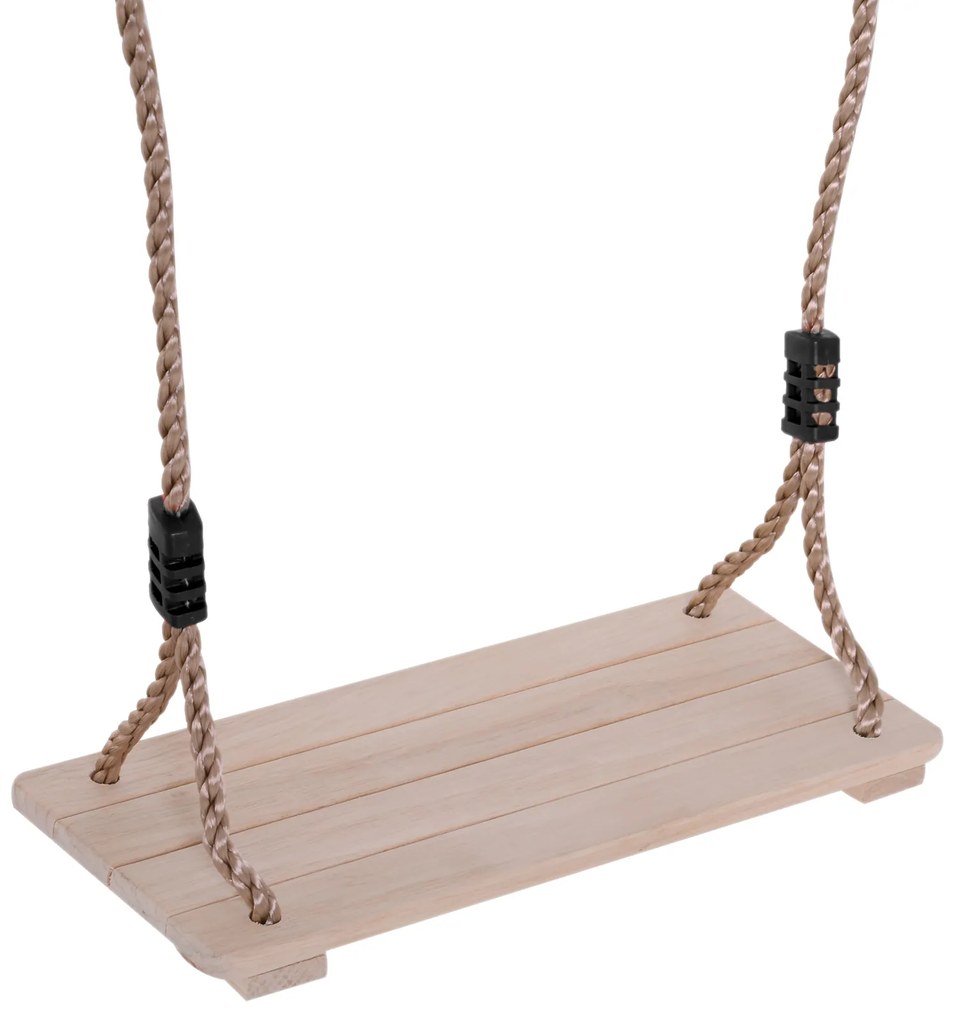 HOMCOM Baloiço de Madeira Pino ao Ar Livre com Assento de Madeira para Adultos e Crianças 40x16cm