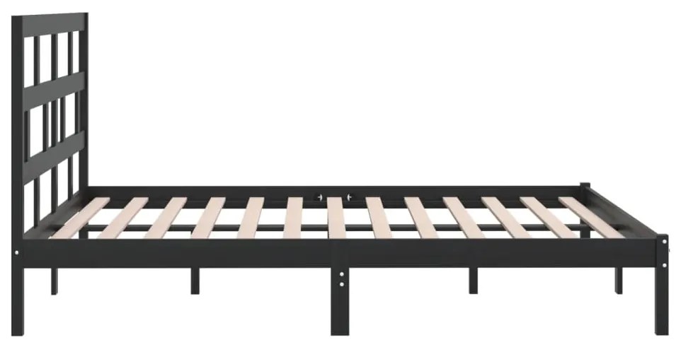 Estrutura de cama 200x200 cm pinho maciço preto