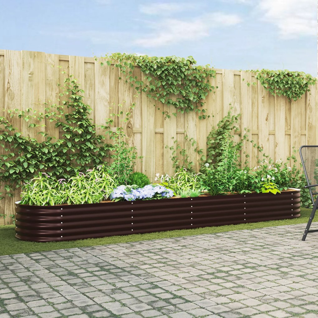 Cama Elevada de Jardim Marrom vidaXL 400x80x44 cm Aço Galvanizado