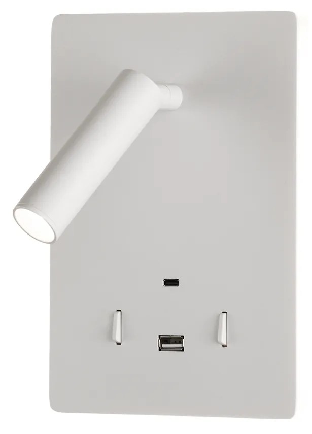 Manat Aplique de Parede de Leitura, Direcionável com USB