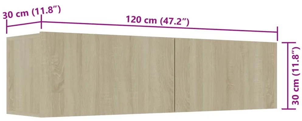 Móvel de TV 120x30x30 cm derivados de madeira carvalho sonoma