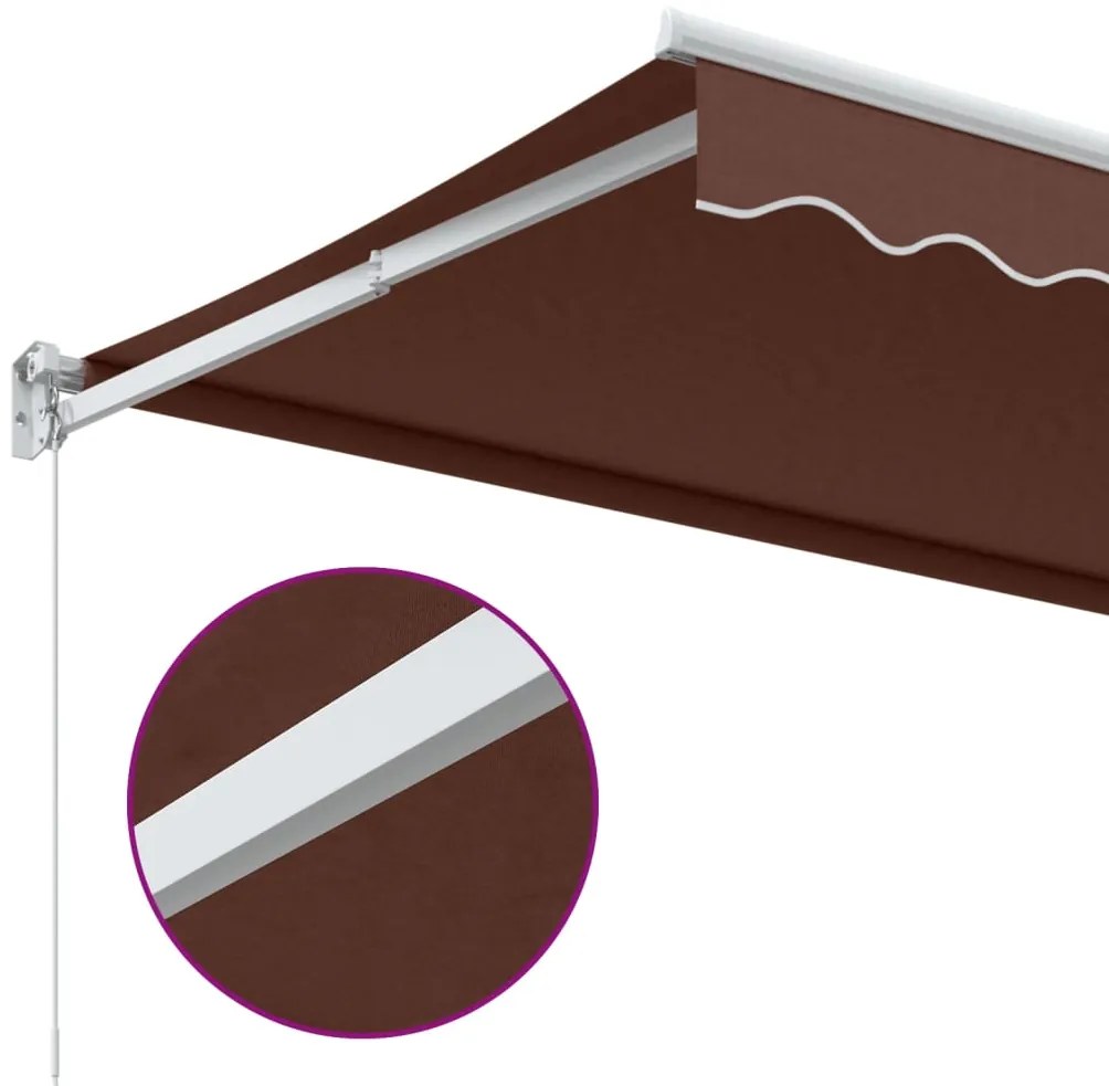 Toldo retrátil manual 500x300 cm castanho