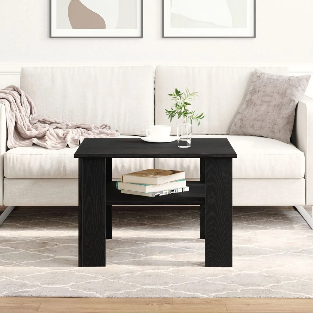 Mesa de Centro vidaXL Preta em Carvalho 60x60x42 cm em Madeira de Enge