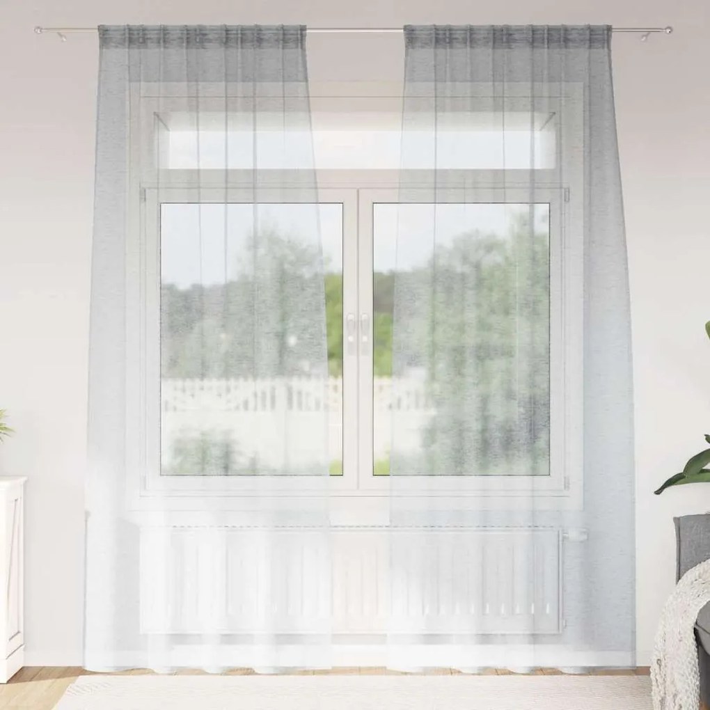 vidaXL Cortina de Voile 2 pcs Cinza Escuro 260 x 140 cm Poliéster
