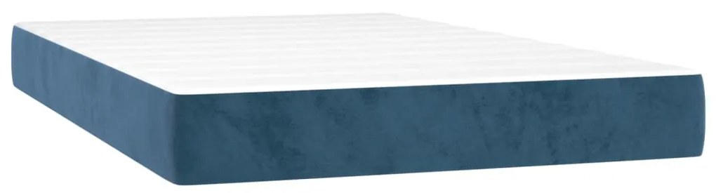 Cama box spring c/ colchão/LED 120x200 cm veludo azul-escuro