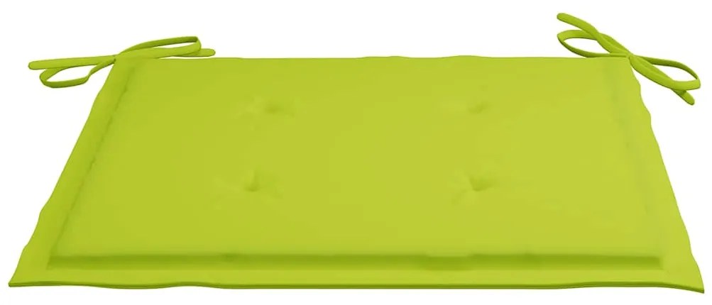 Cadeiras jardim c/ almofadões verde brilhante 8 pcs teca maciça