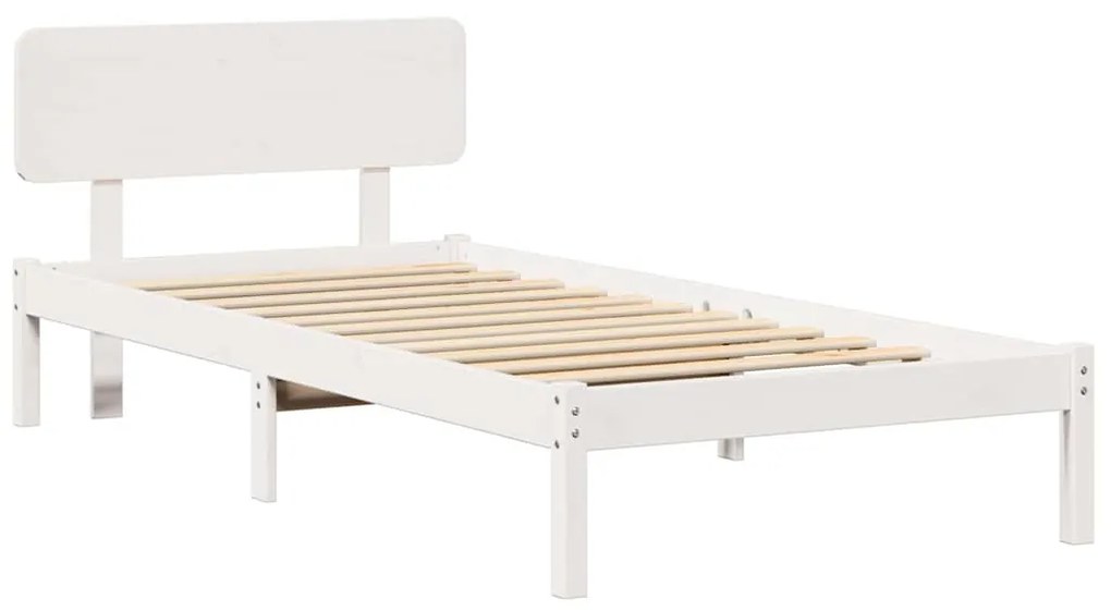 Estrado de Cama com Cabeceira Branco 80 x 200 cm em Madeira de Pinho S
