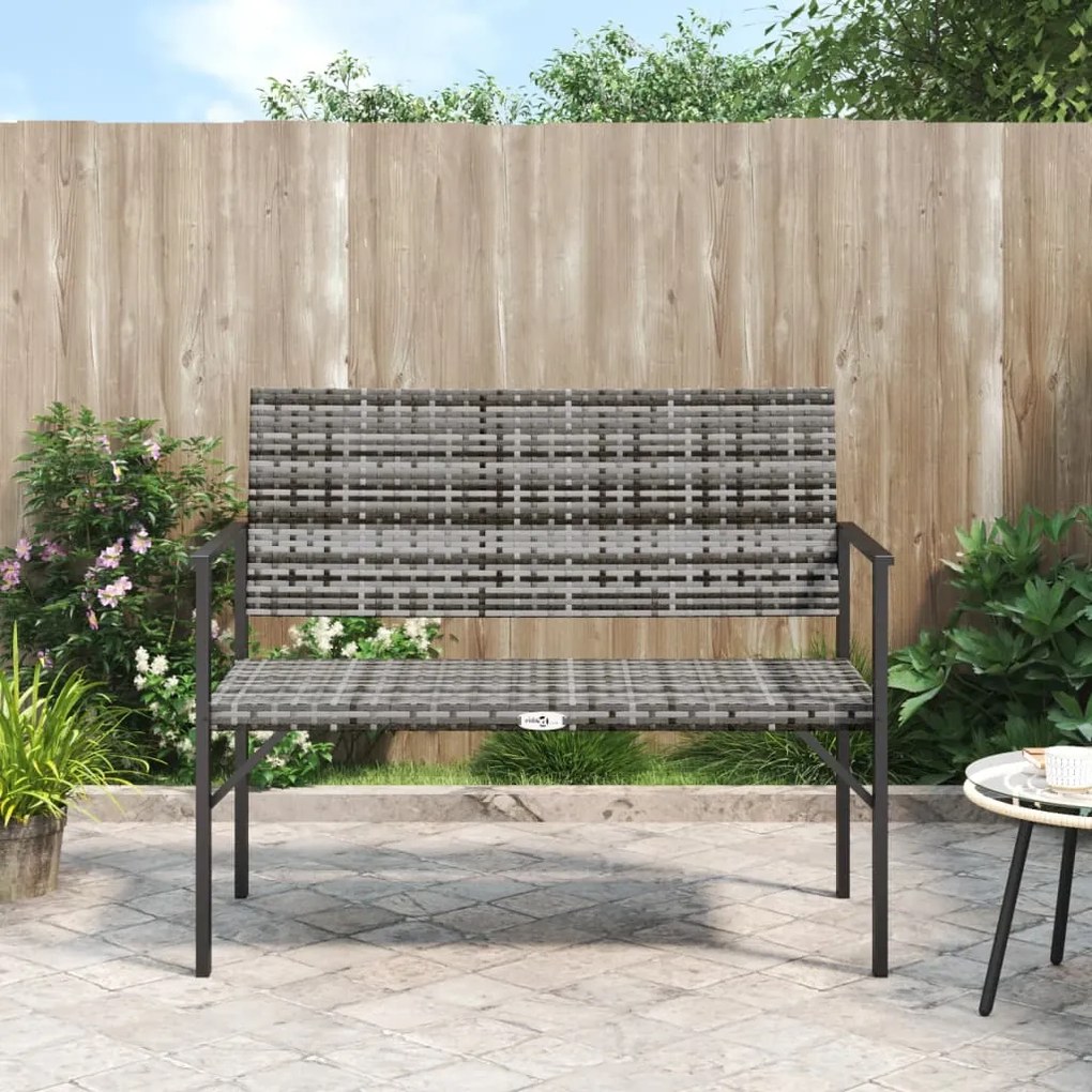 vidaXL Banco de jardim de 2 lugares vime PE cinzento