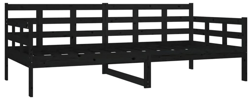 Sofá-cama 90x190 cm madeira de pinho maciça preto