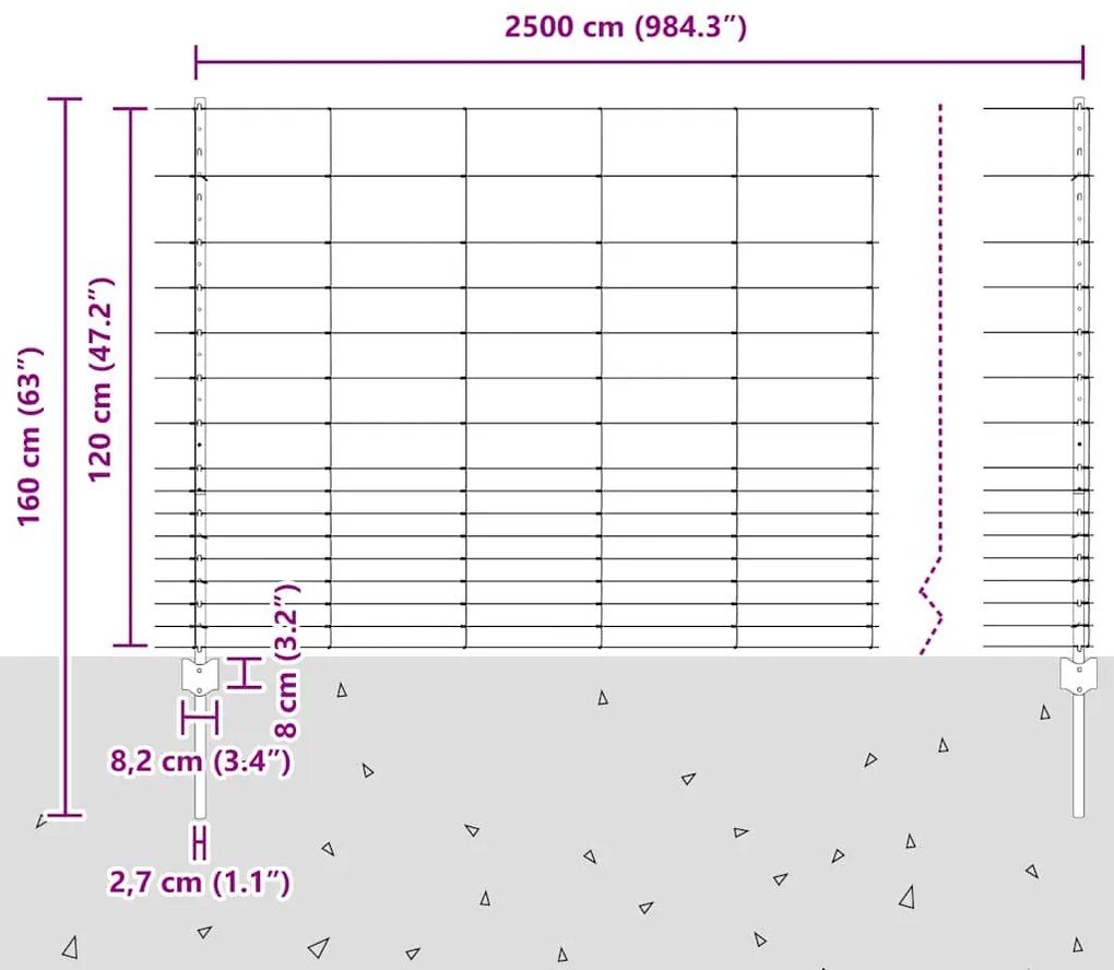 Postes de Cerca vidaXL 22 pcs U-Channel 120 cm Aço Galvanizado