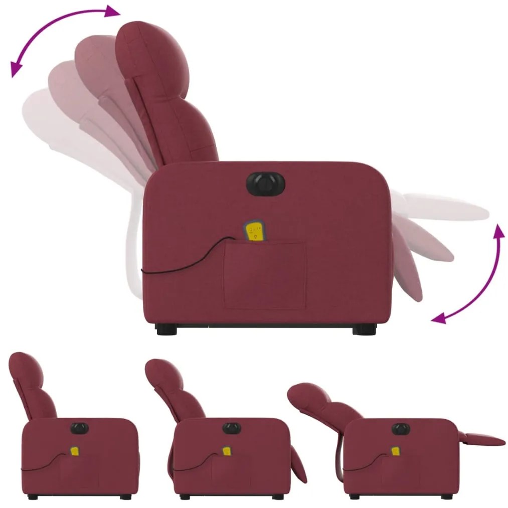 Poltrona elevatória de massagens elétrica tecido vermelho tinto