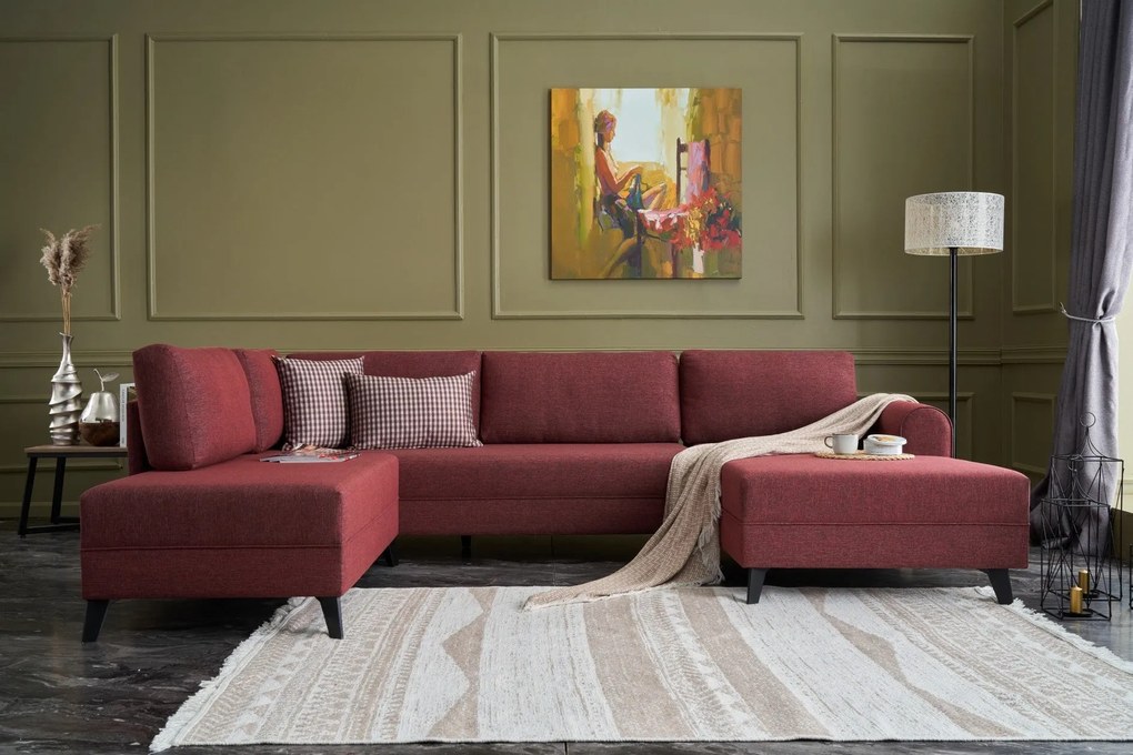 Sofá-Cama de Canto Belen – Vermelho Claret – 300x78x202 cm