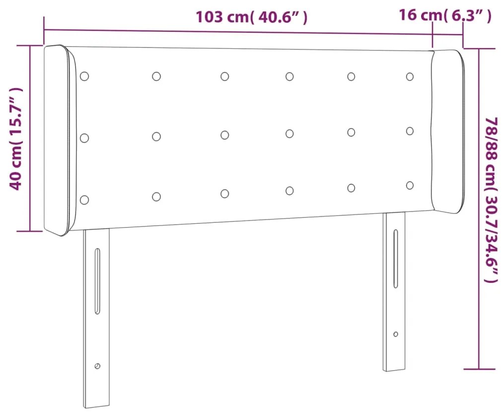 Cabeceira de cama c/ abas tecido 93x16x78/88 cm cinzento-claro