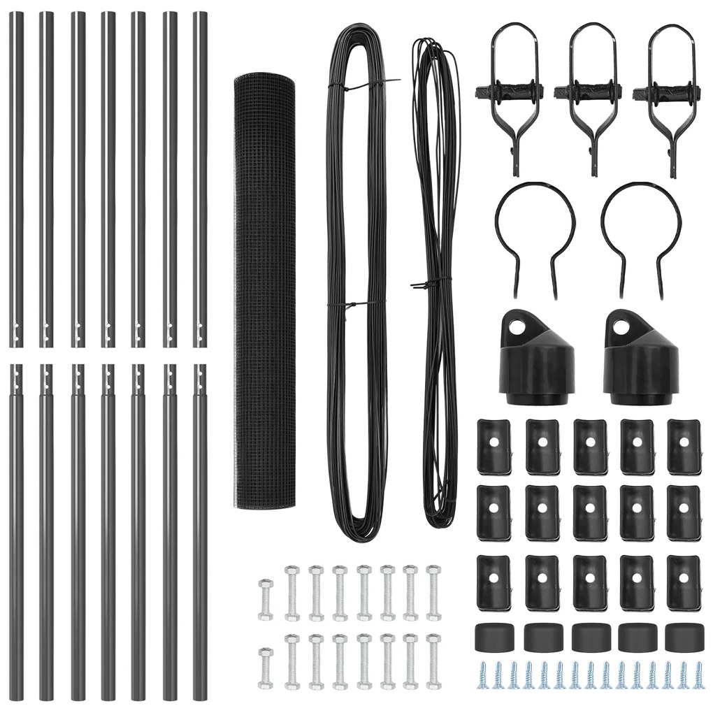 Conjunto de Postes de Cerca de Metal Conjunto de 2 Cinza