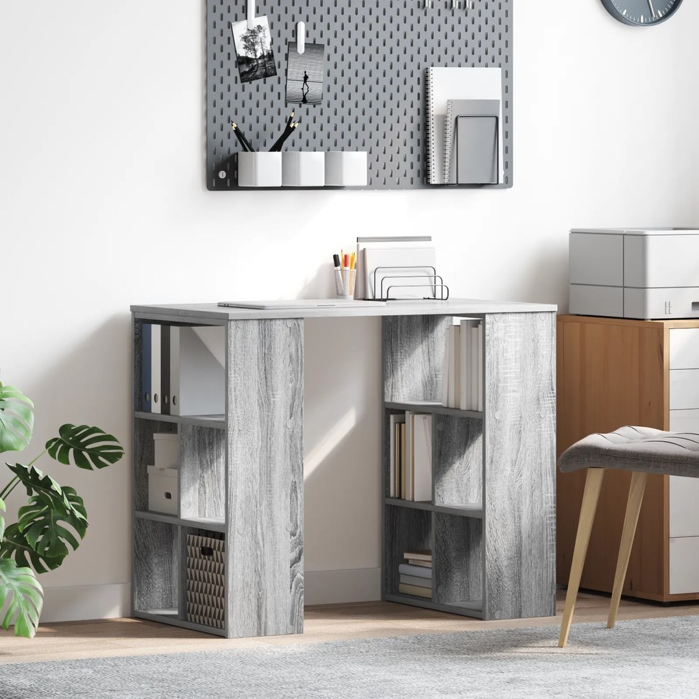 vidaXL Mesa de Canto Cinza Sonoma Aglomerado de partículas Médio