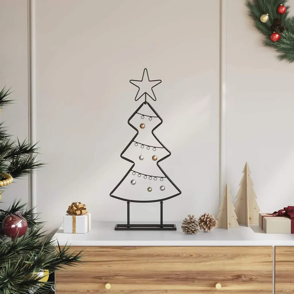 vidaXL Árvore de Natal de metal com suporte Preto 60 cm Aço