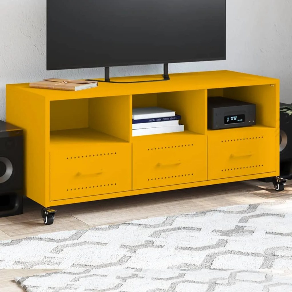 Móvel de TV 100,5x39x43,5 cm aço amarelo mostarda