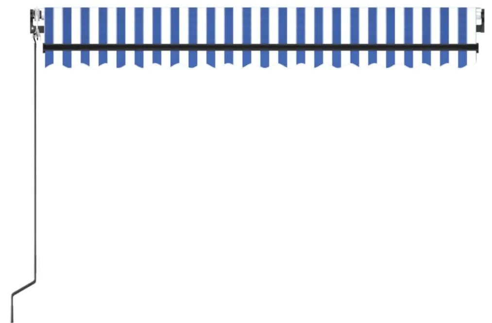 Toldo automático c/ LED e sensor de vento 450x350cm azul/branco