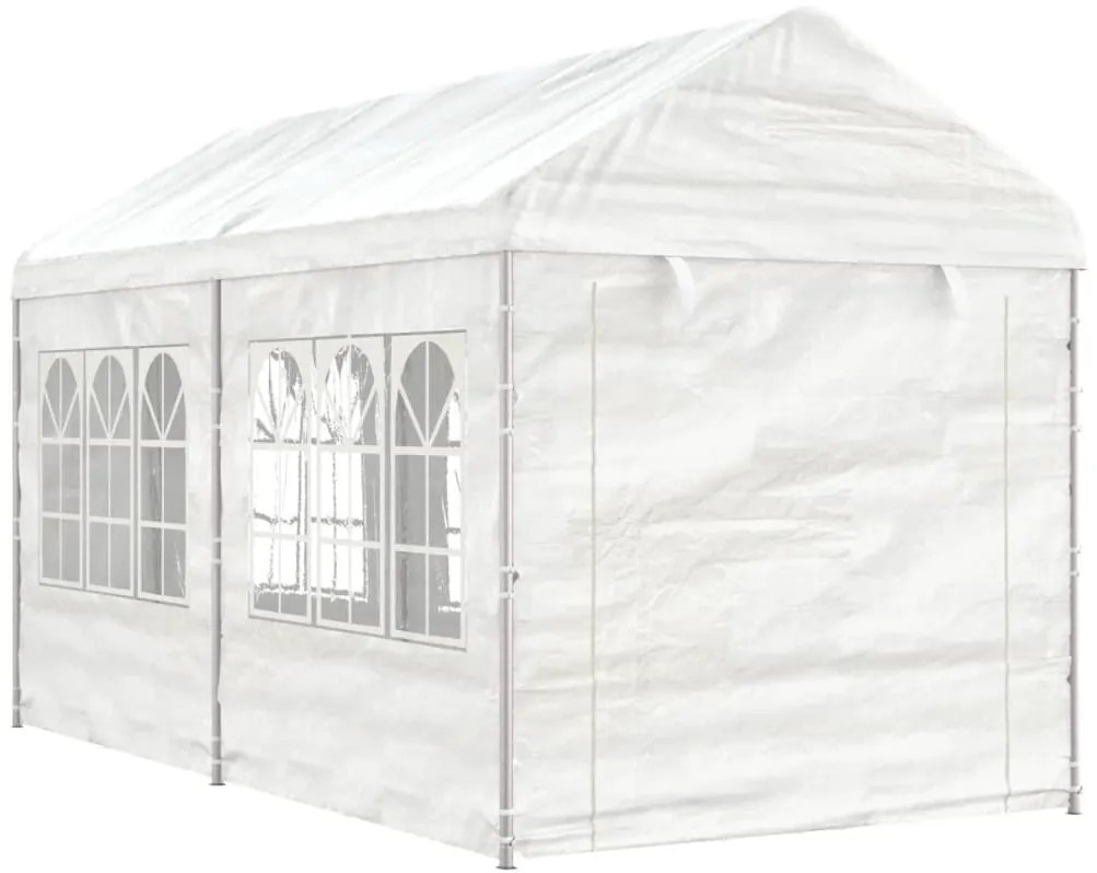 Gazebo com telhado 4,46x2,28x2,69 m polietileno branco