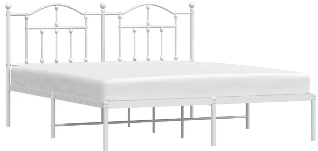 Estrutura de cama com cabeceira 160x200 cm metal branco