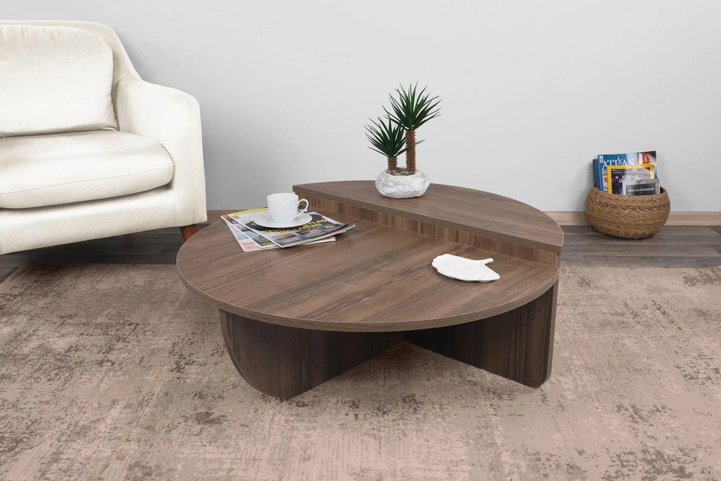 Mesa de Café Podium - Cor Nogueira - 90x30x60 cm e 85x35x30 cm