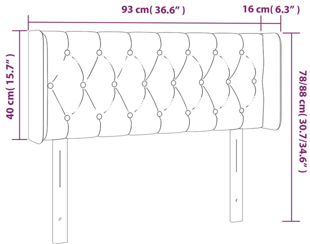 Cabeceira cama c/ luzes LED tecido 93x16x78/88cm cinza-escuro