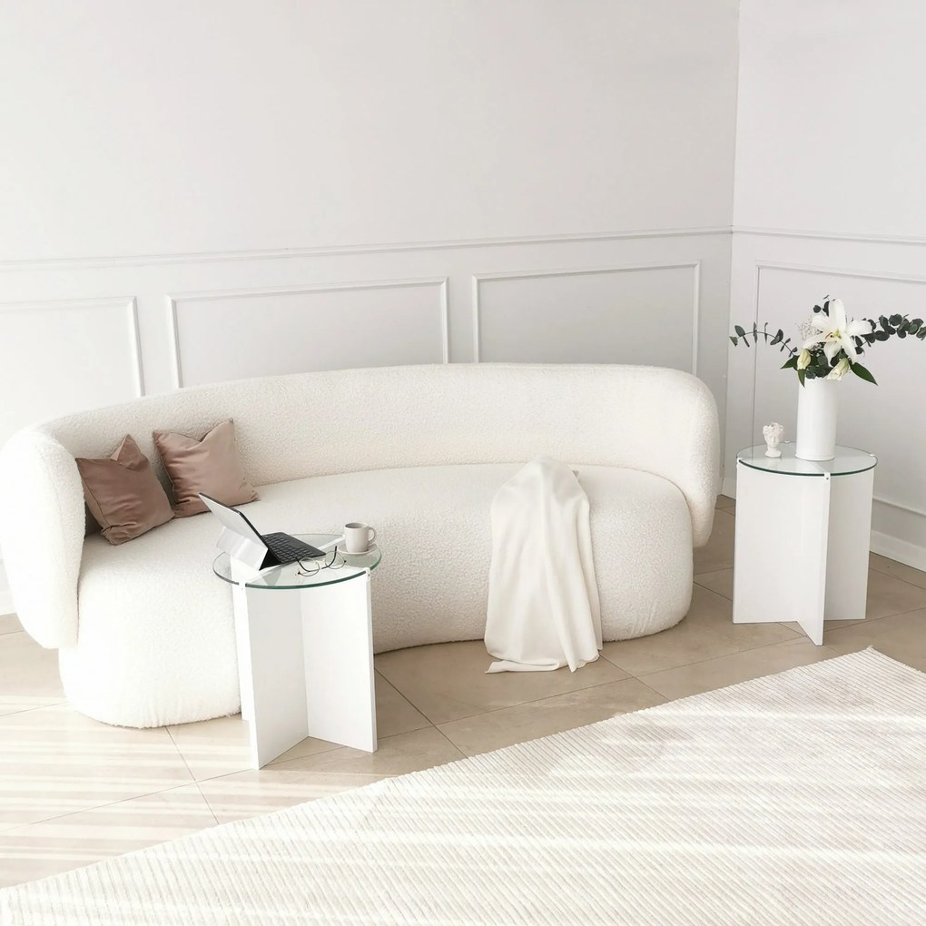 Mesas de Aninhamento Lily – Branco – Diâmetro: 40 cm, Altura: 45 cm/50