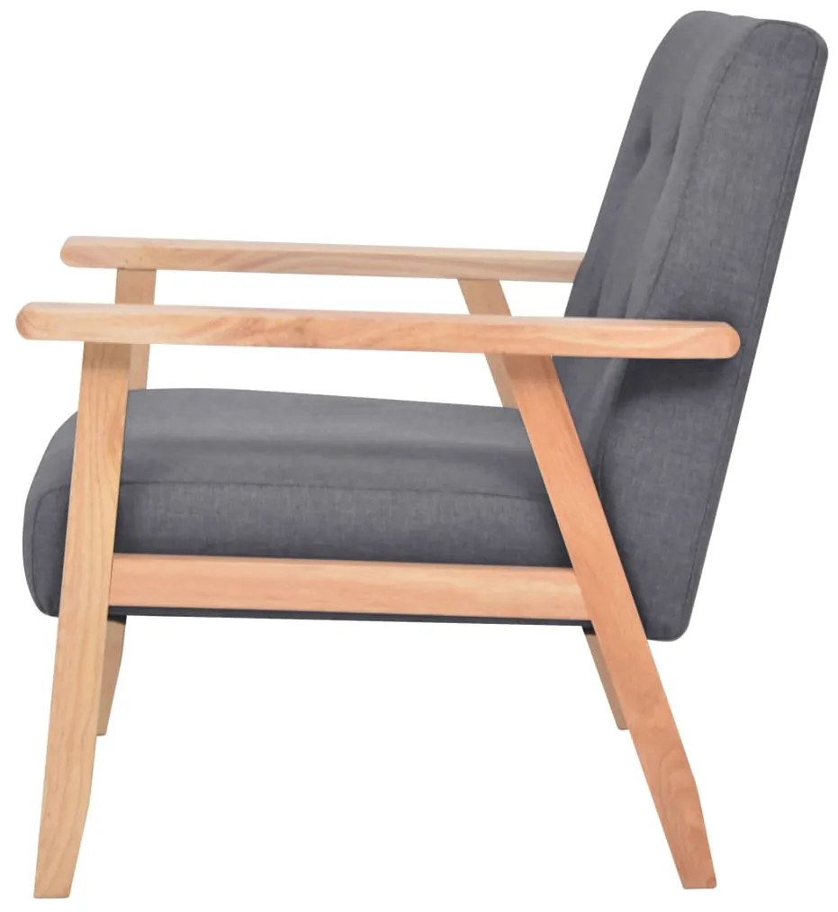 Conjunto de sofás 3 pcs tecido cinzento-escuro