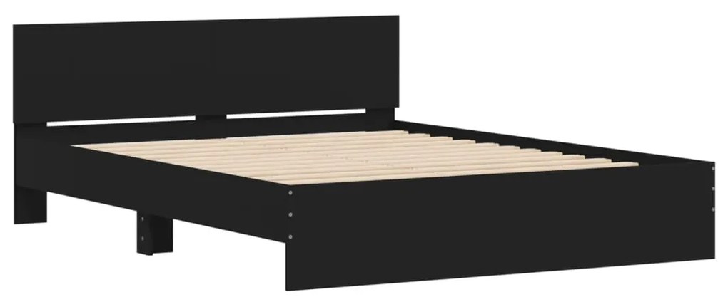 Estrutura de cama com cabeceira 140x190 cm preto
