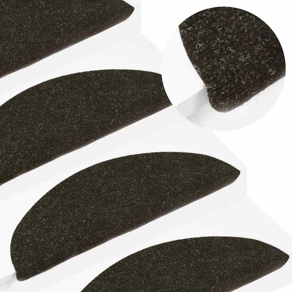 vidaXL Tapetes de escada adesivos 30 pcs 56x17x3 cm antracite