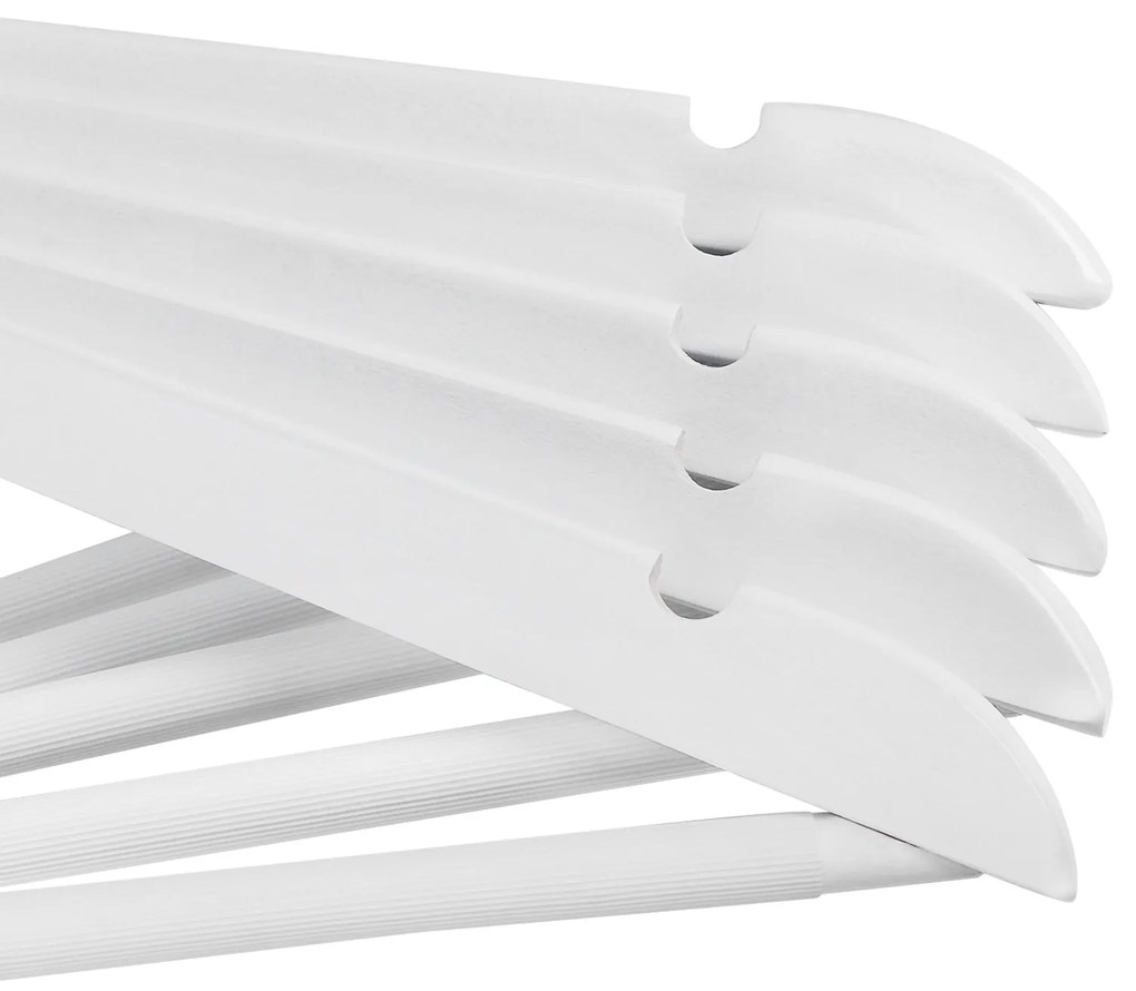 Conjunto de 10 cabides em madeira de bordo 44,5 x 23 cm branco
