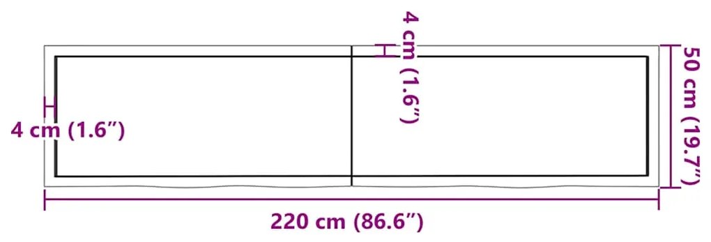 Prateleira de parede 220x50x(2-4) cm carvalho tratado castanho