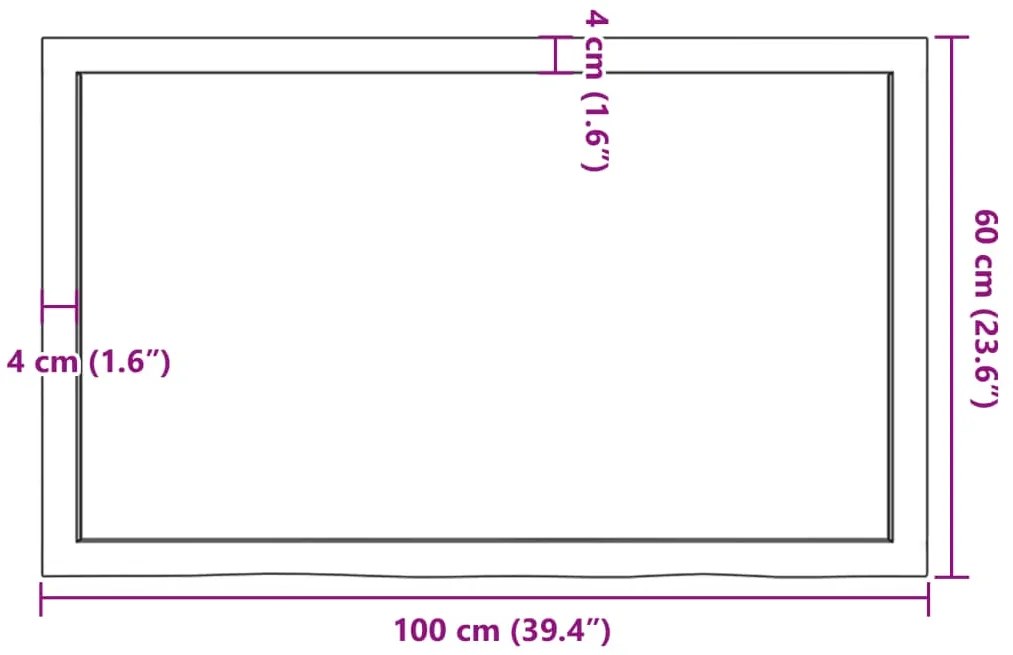 Prateleira de parede 100x60x(2-4)cm carvalho maciço não tratado