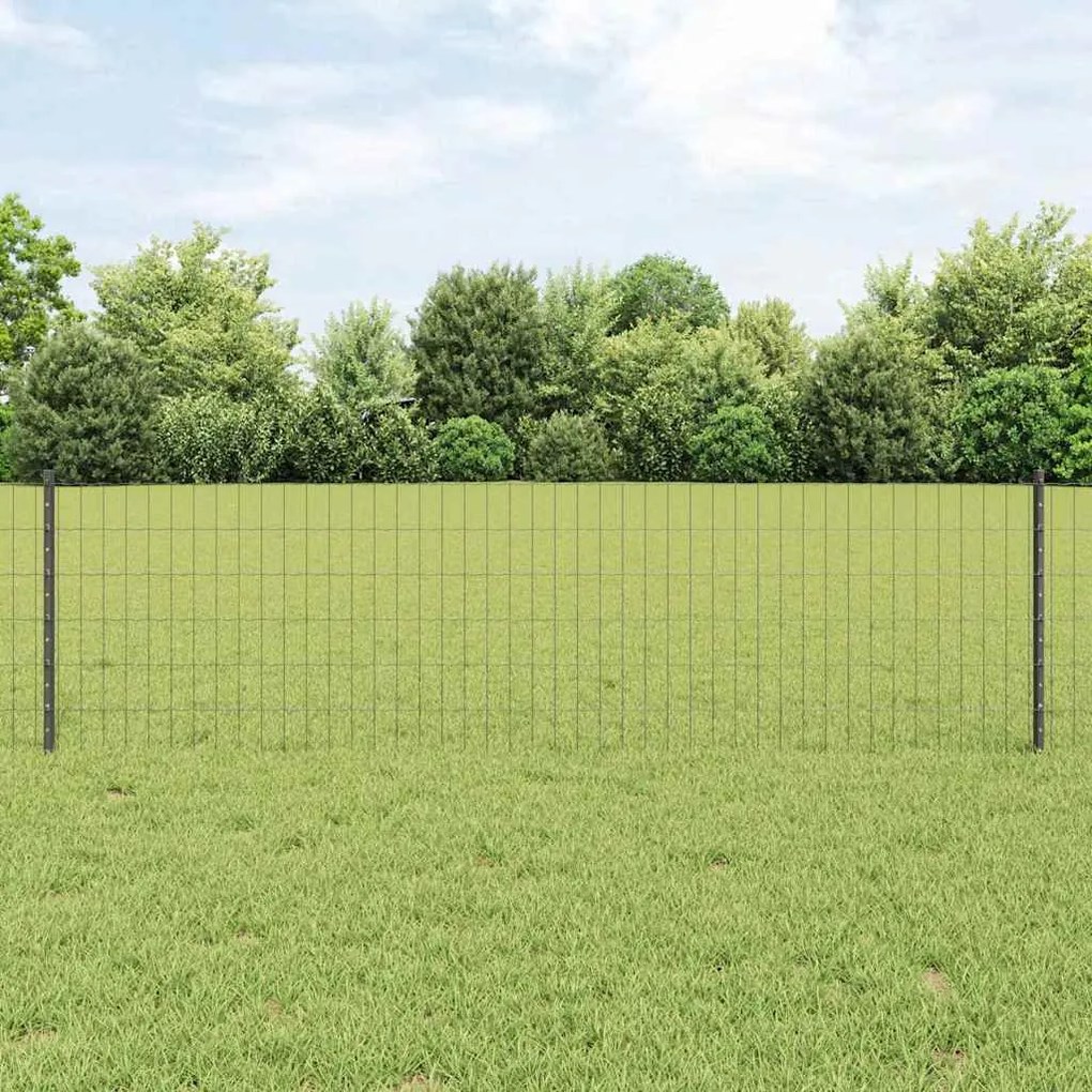 Cercas Euro com 11 Postes U Cinza 0,6x25 m Aço