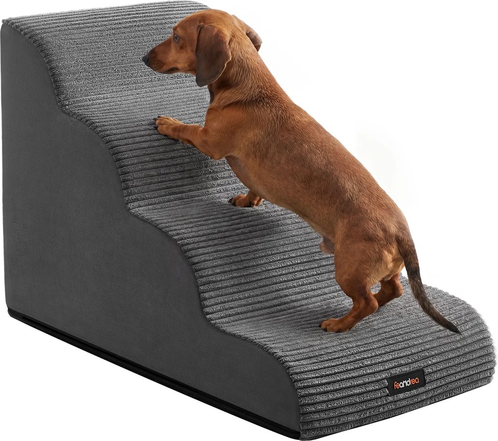 Escada para cães com 4 degraus antiderrapantes 72 x 40 x 50 cm para cães de pequeno porte cinzento ardósia
