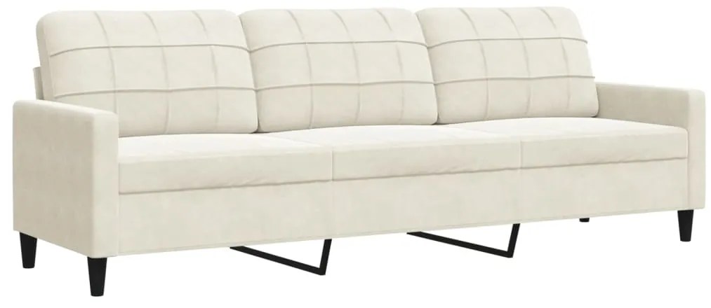 3 pcs conjunto de sofás com almofadões veludo cor creme