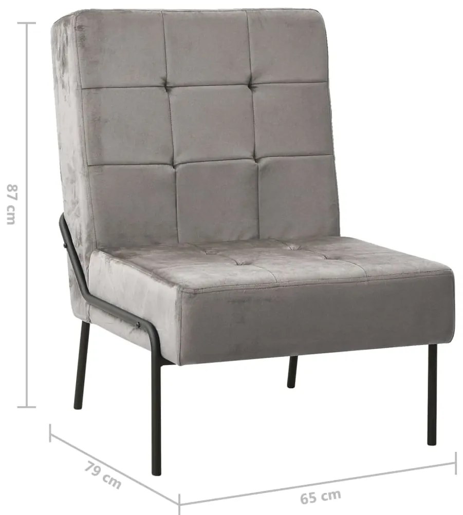 Cadeira de descanso 65x79x87 cm veludo cinzento-claro