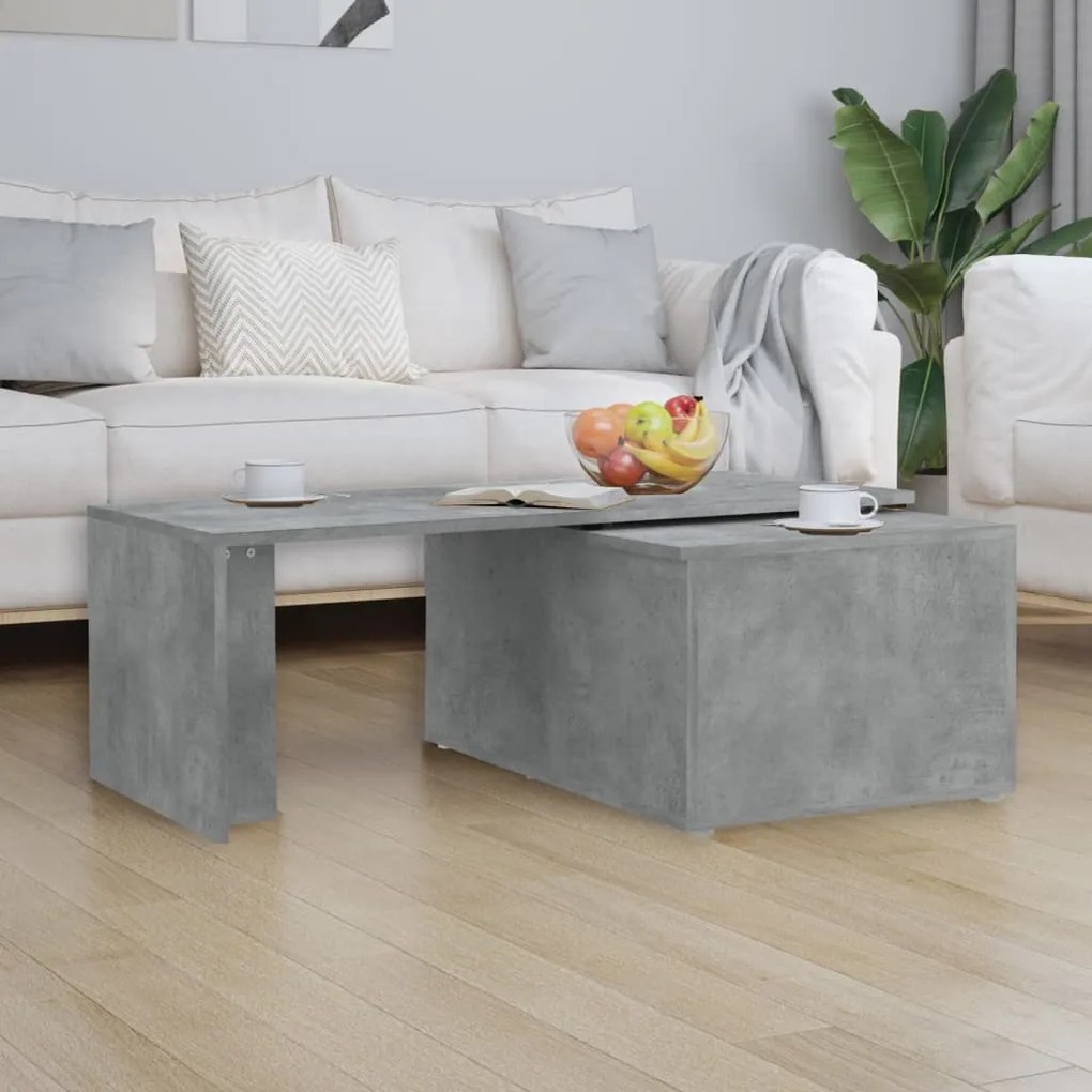 Mesa de centro 150x50x35 cm contraplacado cinzento cimento