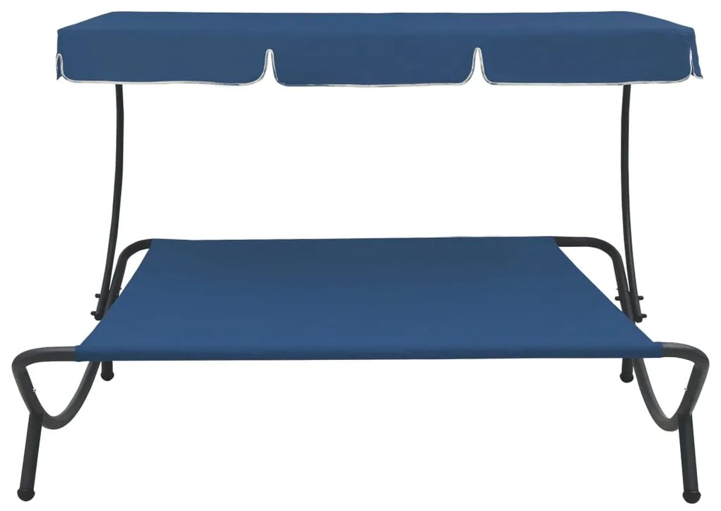 Espreguiçadeira jardim com toldo azul