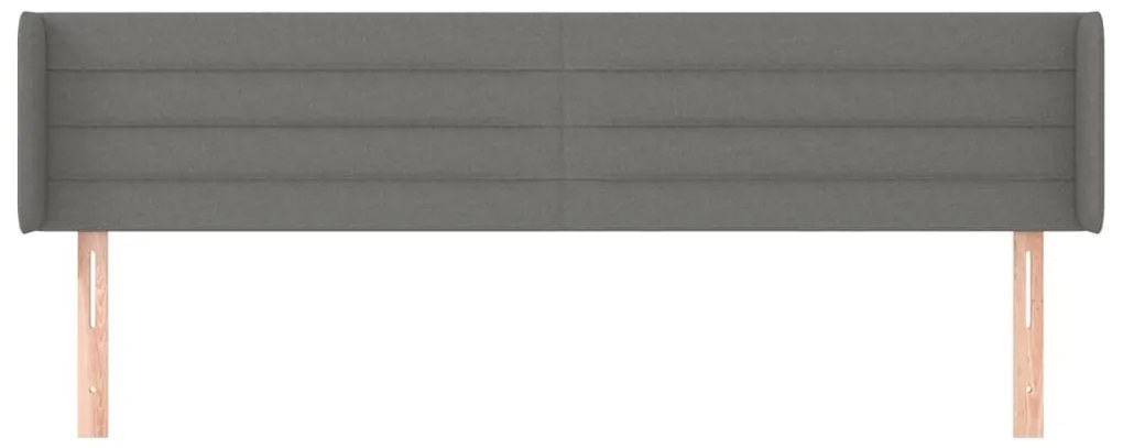 Cabeceira de cama c/ abas tecido 183x16x78/88cm cinzento-escuro