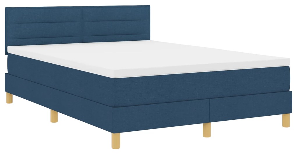 Cama Box Spring com Colchão Azul 140x200 cm Tecido
