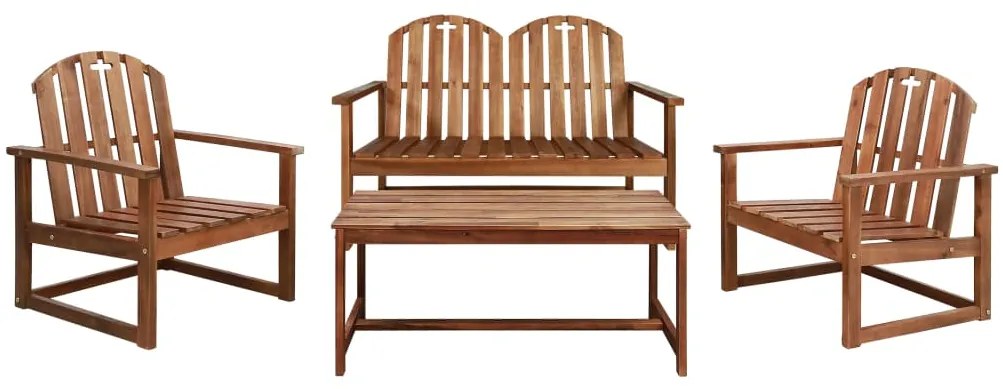 44035 vidaXL 4 pcs conjunto lounge exterior madeira acácia maciça