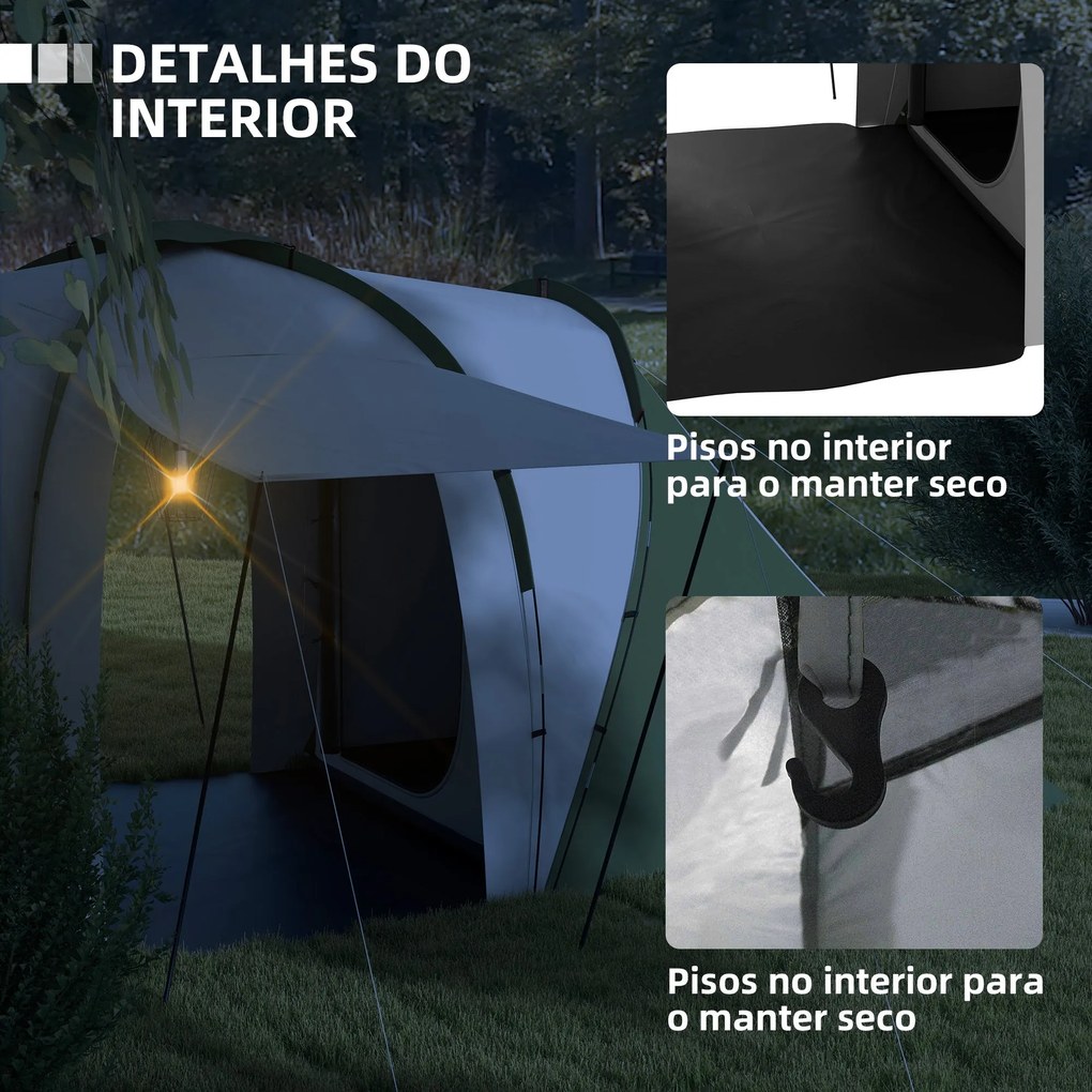 Outsunny Tenda de Campismo Familiar para 4-6 Pessoas com 2 Dormitórios