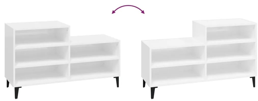 Sapateira 102x36x60 cm derivados de madeira branco brilhante