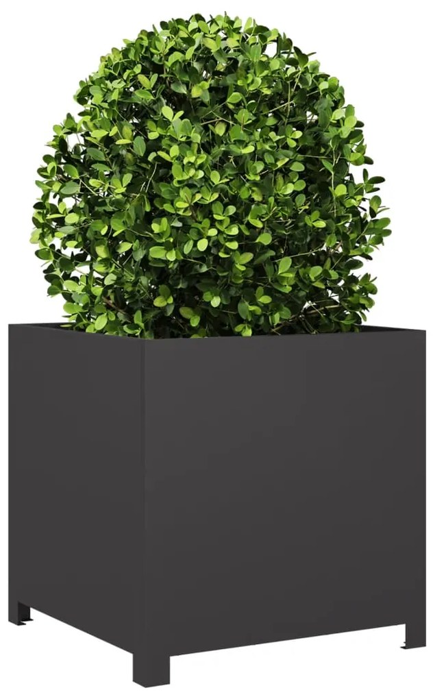 Vaso/floreira de jardim 50x50x50 cm aço preto
